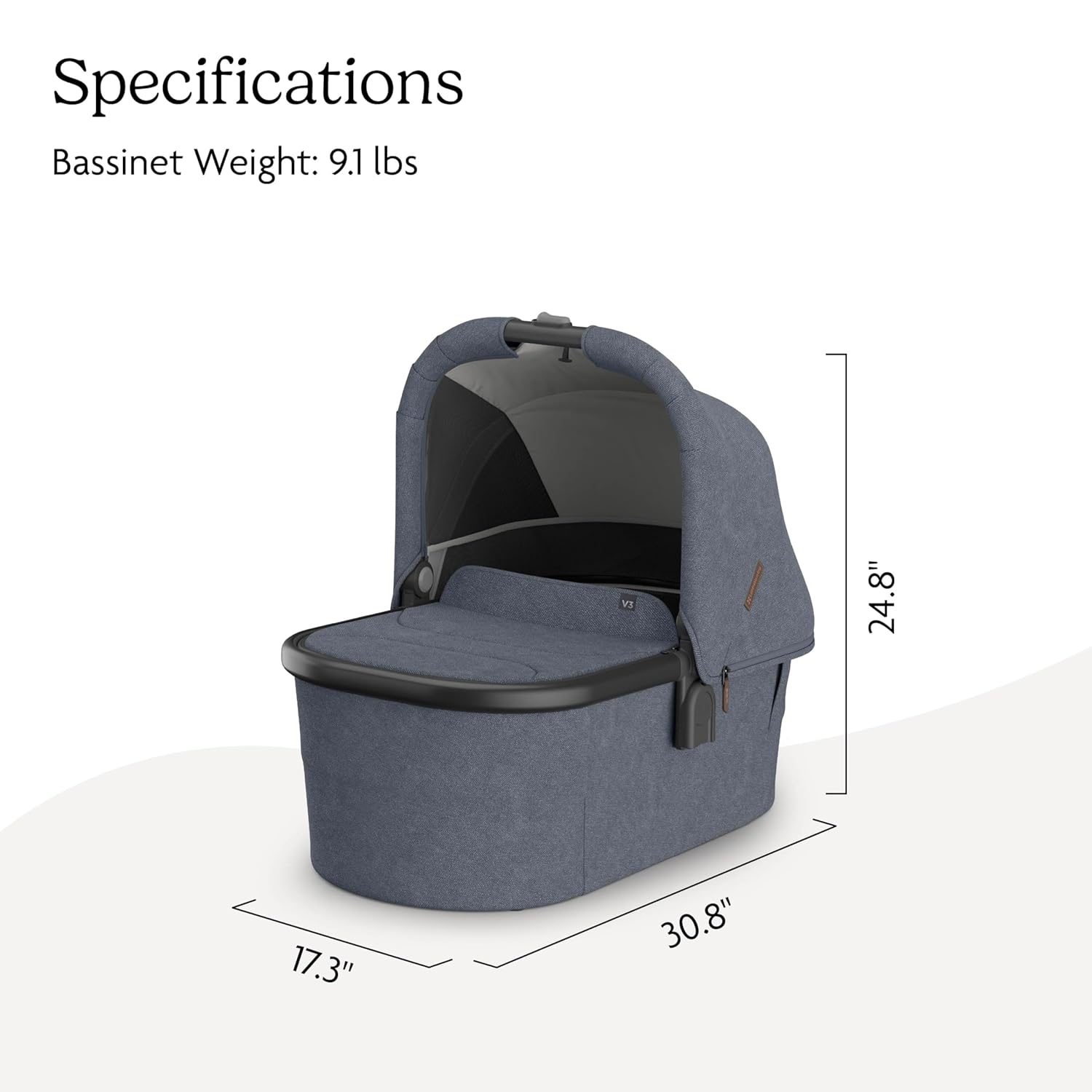 UPPAbaby Bassinet V3 - Compatible with Vista, Cruz, Ridge Strollers - Julian (Dusty Blue Mélange) UPPAbaby Bassinet V3 - Compatible with Vista, Cruz, Ridge Strollers - Overnight Sleep Solution - Mattress, Sheet and Bug Shield Included - Julian (Dusty Blue Mélange)