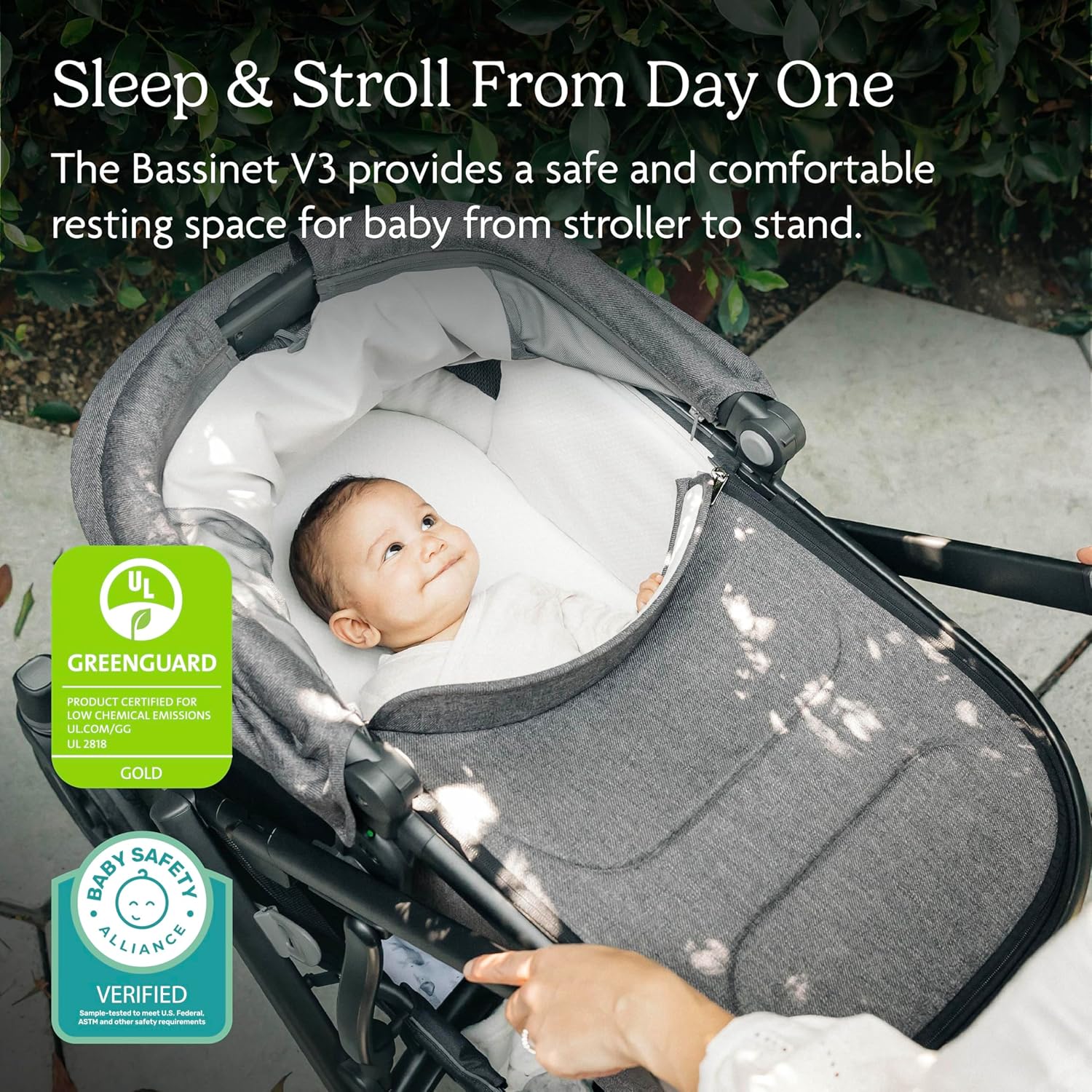 UPPAbaby Bassinet V3 - Compatible with Vista, Cruz, Ridge Strollers - Julian (Dusty Blue Mélange) UPPAbaby Bassinet V3 - Compatible with Vista, Cruz, Ridge Strollers - Overnight Sleep Solution - Mattress, Sheet and Bug Shield Included - Julian (Dusty Blue Mélange)