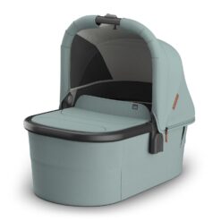 UPPAbaby Bassinet V3 - Compatible with Vista, Cruz, Ridge Strollers - Overnight Sleep Solution - Mattress, Sheet and Bug Shield Included - Kenzi (Mystic Aqua/Carbon Frame)