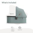 UPPAbaby Bassinet V3 - Compatible with Vista, Cruz, Ridge Strollers - Overnight Sleep Solution - Mattress, Sheet and Bug Shield Included - Kenzi (Mystic Aqua/Carbon Frame)