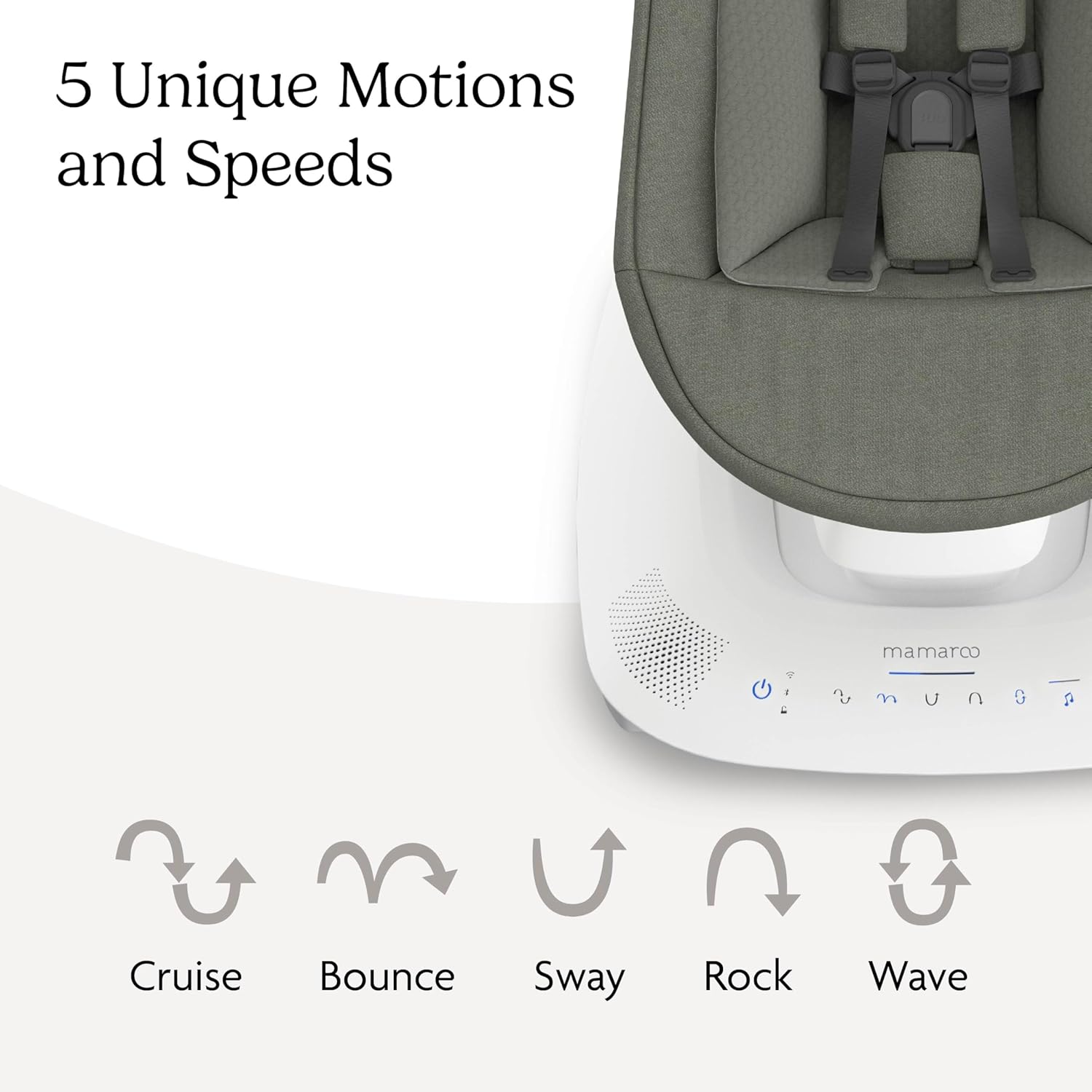 UPPAbaby Mamaroo Smart Swing – Customizable Soothing Modes with MotionSync Technology – Camila (Dark Green Mélange) UPPAbaby Mamaroo Smart Swing – Customizable Soothing Modes with MotionSync Technology – Infant Recline + Bluetooth Enabled – Included Newborn Insert – Camila (Dark Green Mélange)