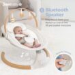 Jool Baby Nova Nature Baby Swing for Newborns with Natural Wood Toys, Electric Motorized Infant Swing, Bluetooth Music, Remote (Oatmeal)