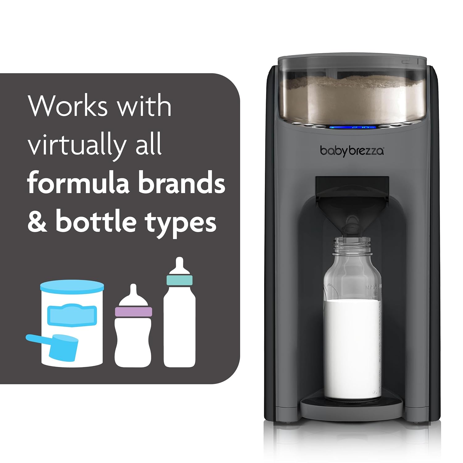 Baby Brezza New and Improved Formula Pro Advanced Formula Dispenser Machine, Charcoal Baby Brezza New and Improved Formula Pro Advanced Formula Dispenser Machine - Automatically Mix a Warm Formula Bottle Instantly - Easily Make Bottle with Automatic Powder Blending, Charcoal