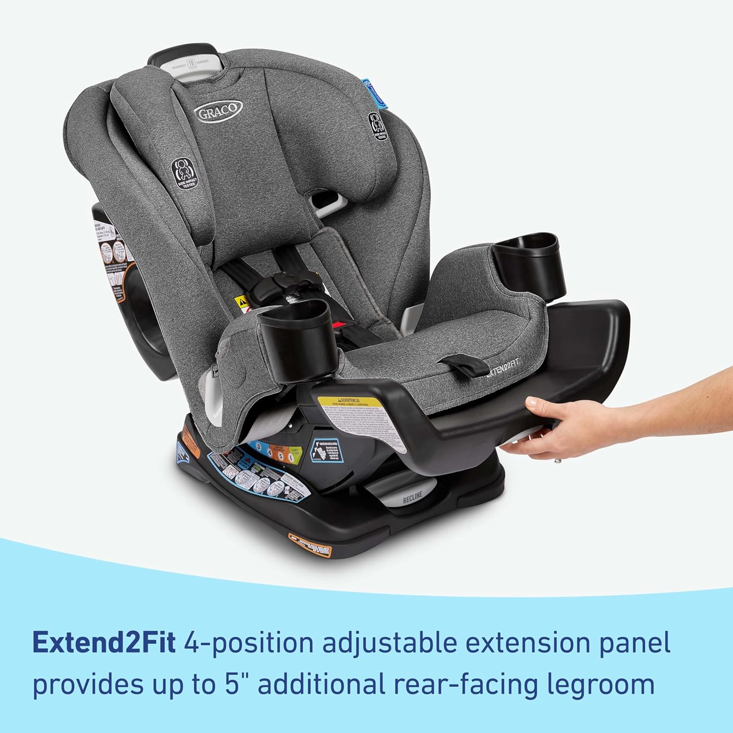 Graco Extend2Fit Convertible Baby Car Seat, Rear and Forward Facing, Adjustable Extension Panel for Extra Legroom, Cullen Graco Extend2Fit Convertible Baby Car Seat, Rear and Forward Facing, Adjustable Extension Panel for Extra Legroom, Cullen