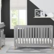 Delta Children Essex 4-in-1 Convertible Baby Crib, Grey with Natural Legs