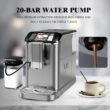 Qeetex Fully automatic espresso machine 20 bar coffee machine with milk frother steam wand built-in grinder 15 litre water tank one-touch control panel