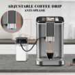Qeetex Fully automatic espresso machine 20 bar coffee machine with milk frother steam wand built-in grinder 15 litre water tank one-touch control panel
