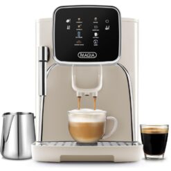 Zulay Kitchen Magia Clasica Espresso Machine 2 -Cup Residential Drip coffee maker ( White Silver )