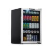 NewAir 21.3-in W 160 -Can Capacity Stainless Steel, Black Freestanding Indoor Beverage Refrigerator with Glass Door