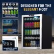 NewAir 21.3-in W 160 -Can Capacity Stainless Steel, Black Freestanding Indoor Beverage Refrigerator with Glass Door