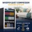 NewAir 21.3-in W 160 -Can Capacity Stainless Steel, Black Freestanding Indoor Beverage Refrigerator with Glass Door