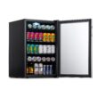 NewAir 21.3-in W 160 -Can Capacity Stainless Steel, Black Freestanding Indoor Beverage Refrigerator with Glass Door