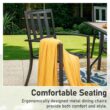 Sunshine Valley Outdoor Table and Chairs 7 -Piece Black Patio Dining Set Steel Rectangle Table with 6 Stackable Stationary Chairs