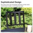 Sunshine Valley Outdoor Table and Chairs 7 -Piece Black Patio Dining Set Steel Rectangle Table with 6 Stackable Stationary Chairs