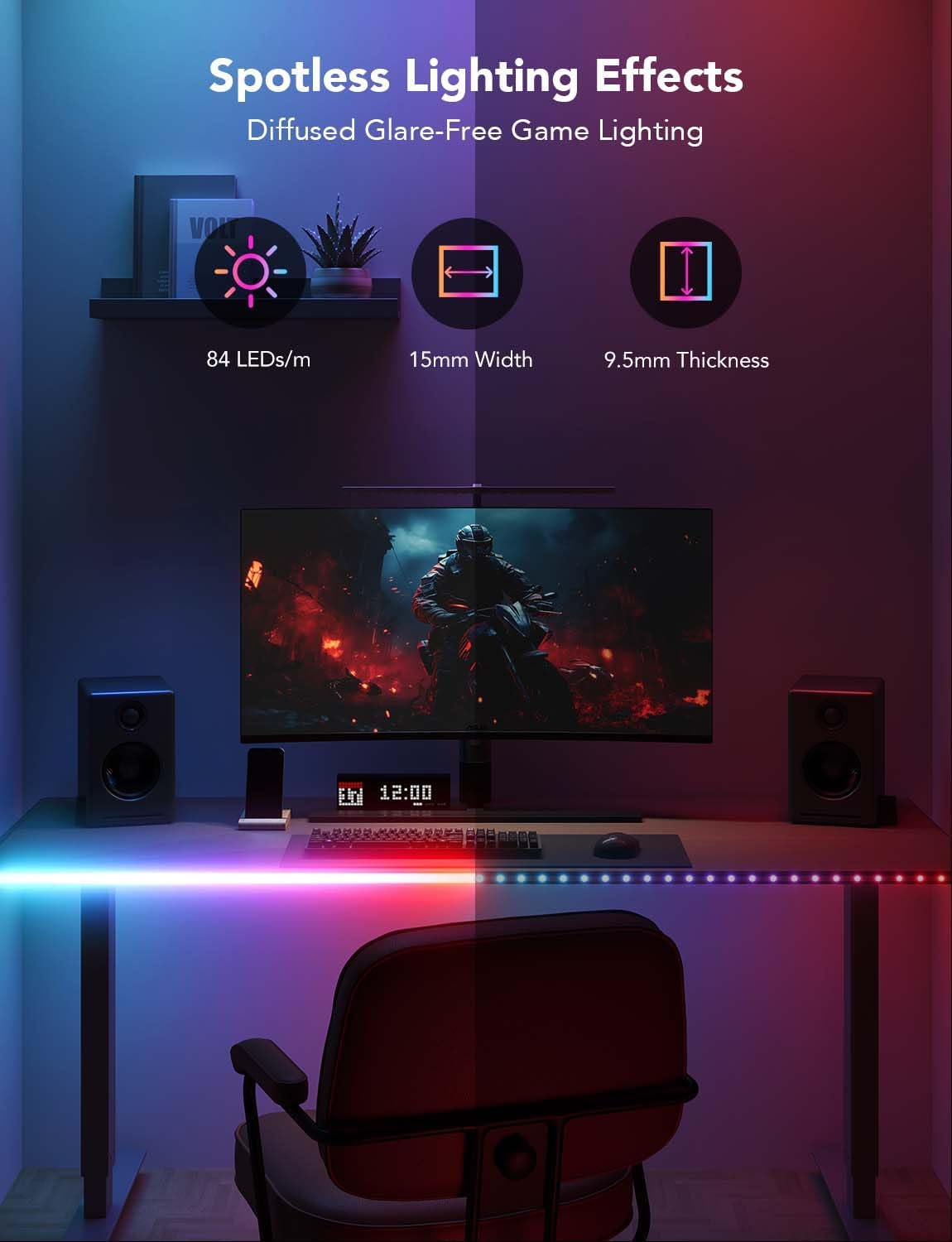 Govee RGBIC Neon Rope Lights for Desks, 16.4ft LED Gaming Desk Lights, Neon LED Strip Lights Syncing Govee RGBIC Neon Rope Lights for Desks, 16.4ft LED Gaming Desk Lights, Neon LED Strip Lights Syncing with Razer Chroma, Support Cutting, Smart App Control, Music Sync, Adapter (Only 2.4G Wi-Fi)