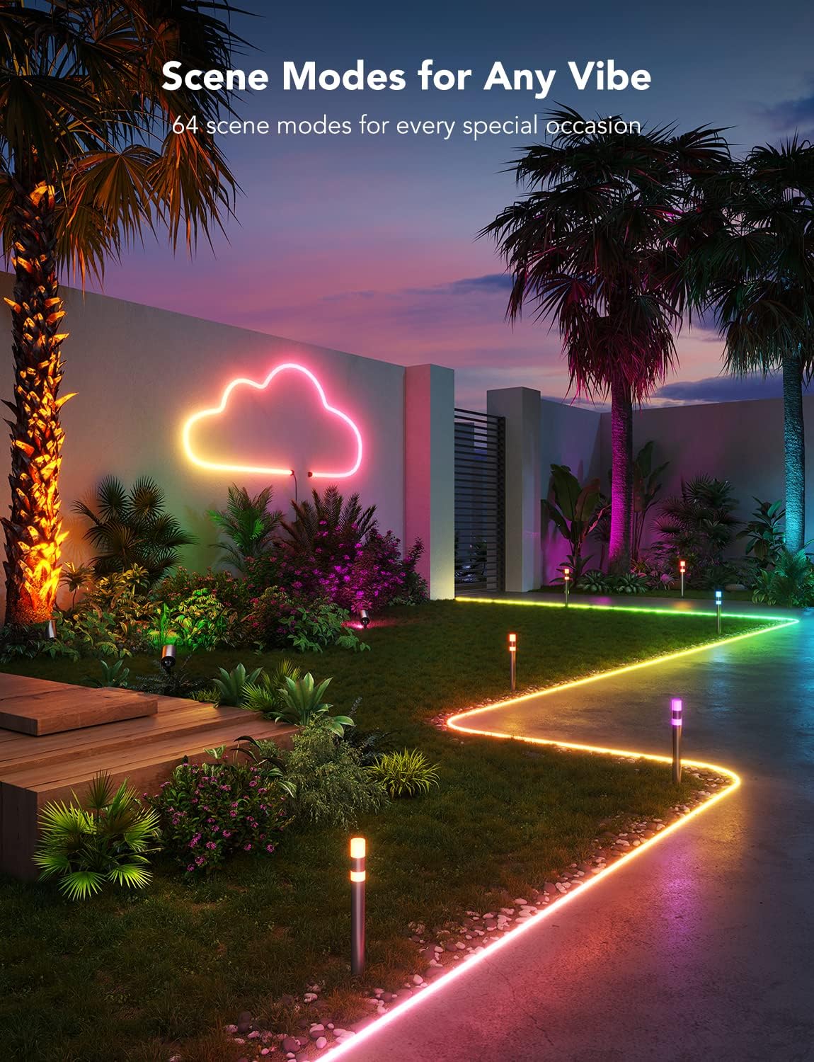 Govee Outdoor Neon Rope Lights, 32.8ft RGBIC IP67 Waterproof Patio Decorations with 64 Scene Modes, Music Sync, Flexible LED Outdoor Lights, Neon Lights Work with Alexa, Google Assistant Govee Outdoor Neon Rope Lights, 32.8ft RGBIC IP67 Waterproof Patio Decorations with 64 Scene Modes, Music Sync, Flexible LED Outdoor Lights, Neon Lights Work with Alexa, Google Assistant