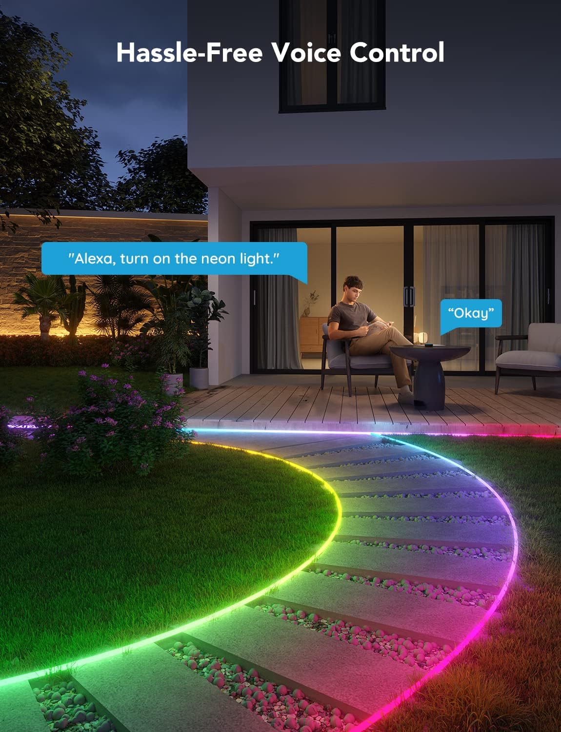 Govee Outdoor Neon Rope Lights, 32.8ft RGBIC IP67 Waterproof Patio Decorations with 64 Scene Modes, Music Sync, Flexible LED Outdoor Lights, Neon Lights Work with Alexa, Google Assistant Govee Outdoor Neon Rope Lights, 32.8ft RGBIC IP67 Waterproof Patio Decorations with 64 Scene Modes, Music Sync, Flexible LED Outdoor Lights, Neon Lights Work with Alexa, Google Assistant