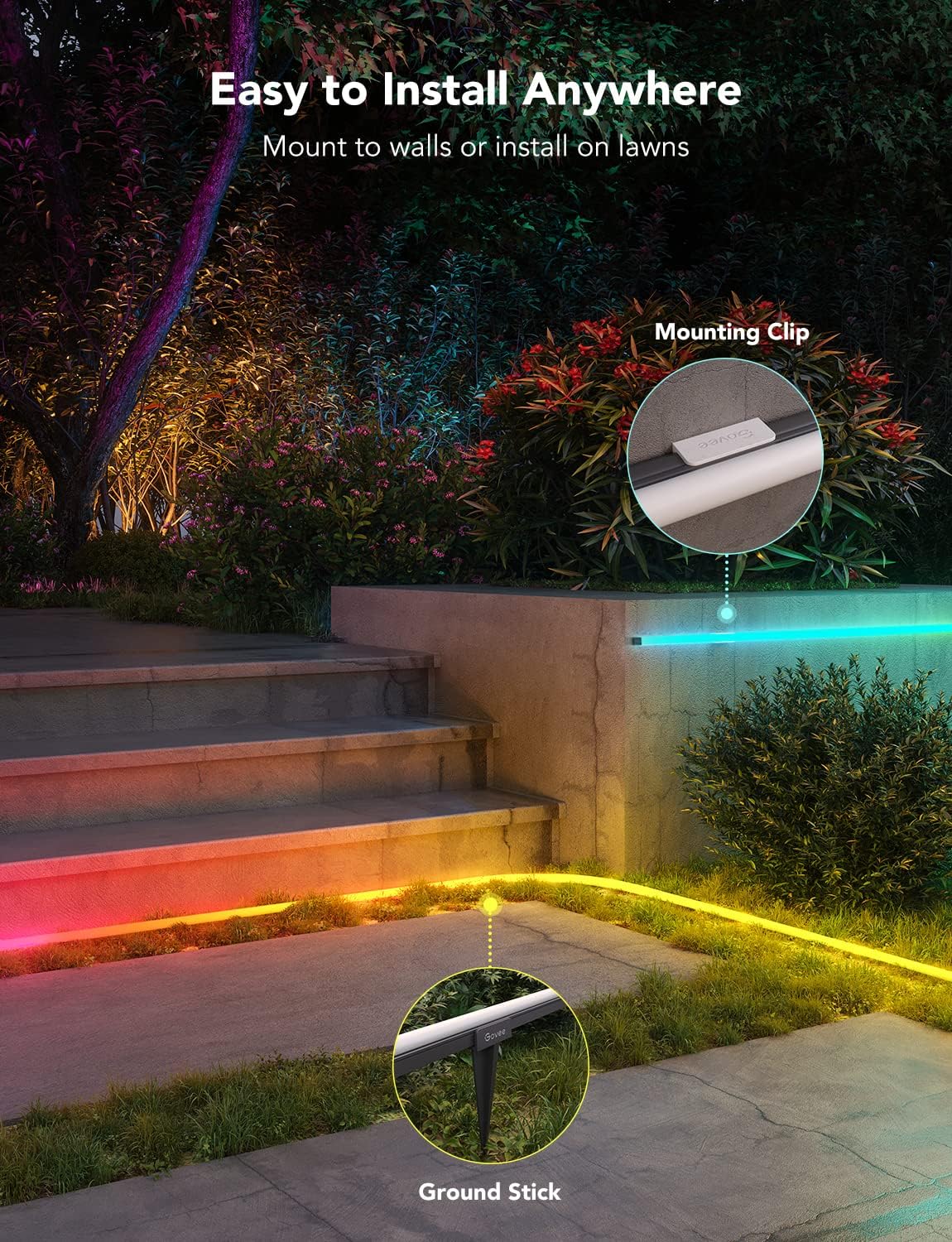 Govee Outdoor Neon Rope Lights, 32.8ft RGBIC IP67 Waterproof Patio Decorations with 64 Scene Modes, Music Sync, Flexible LED Outdoor Lights, Neon Lights Work with Alexa, Google Assistant Govee Outdoor Neon Rope Lights, 32.8ft RGBIC IP67 Waterproof Patio Decorations with 64 Scene Modes, Music Sync, Flexible LED Outdoor Lights, Neon Lights Work with Alexa, Google Assistant