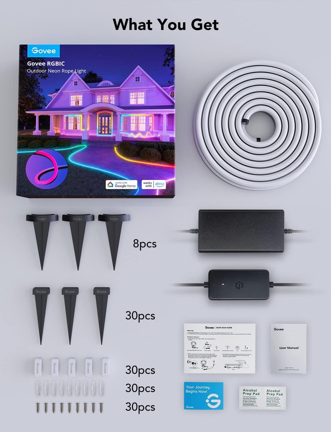 Govee Outdoor Neon Rope Lights, 32.8ft RGBIC IP67 Waterproof Patio Decorations with 64 Scene Modes, Music Sync, Flexible LED Outdoor Lights, Neon Lights Work with Alexa, Google Assistant Govee Outdoor Neon Rope Lights, 32.8ft RGBIC IP67 Waterproof Patio Decorations with 64 Scene Modes, Music Sync, Flexible LED Outdoor Lights, Neon Lights Work with Alexa, Google Assistant