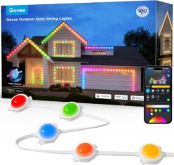 Govee Outdoor LED Strip Lights, 45 RGBIC LED Lights 100FT String Lights with 65 Scene Modes, Halloween Decoration Work with Alexa, Google, APP Control, IP65 Waterproof