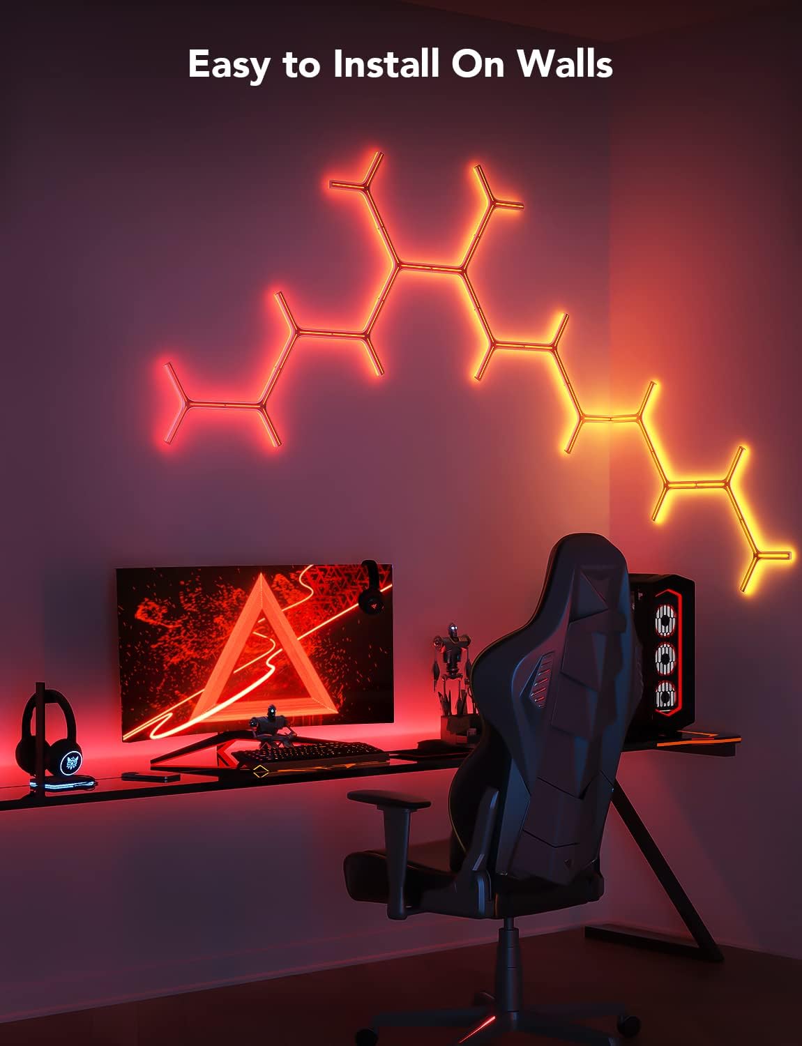 Govee Glide Y RGBIC LED Wall Lights, Smart Wi-Fi Gaming Lights with Music Sync, DIY and Timer Feature, LED Lights for Gaming Room, Wall Light 7 Pack Govee Glide Y RGBIC LED Wall Lights, Smart Wi-Fi Gaming Lights with Music Sync, DIY and Timer Feature, LED Lights for Gaming Room, Wall Light 7 Pack