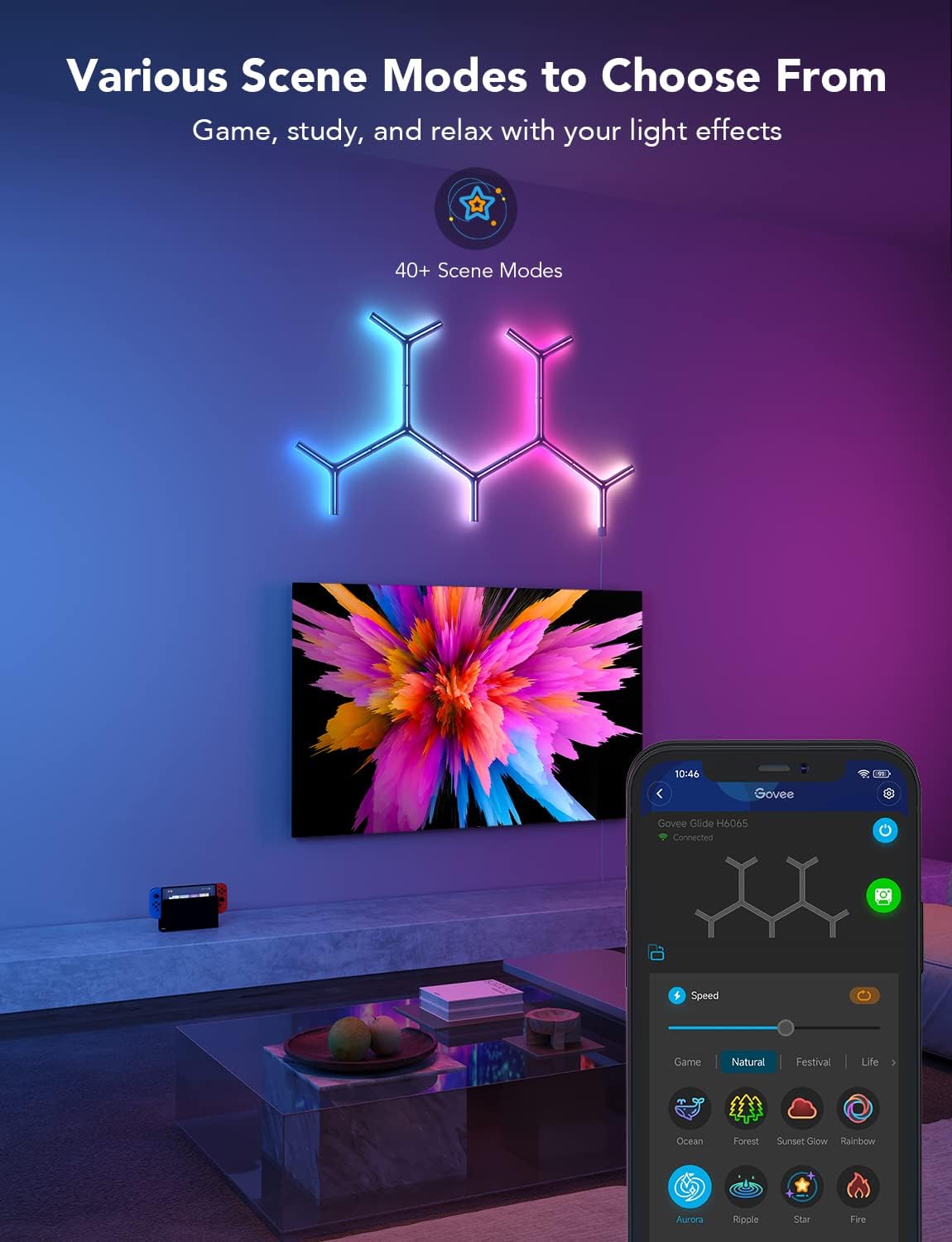 Govee Glide Y RGBIC LED Wall Lights, Smart Wi-Fi Gaming Lights with Music Sync, DIY and Timer Feature, LED Lights for Gaming Room, Wall Light 7 Pack Govee Glide Y RGBIC LED Wall Lights, Smart Wi-Fi Gaming Lights with Music Sync, DIY and Timer Feature, LED Lights for Gaming Room, Wall Light 7 Pack