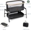 Maxi-Cosi Iora Baby Bassinets Bedside Sleeper, Portable Bassinet, Infant Bedside Sleeper Crib, Height Adjustable, Breathable Mesh, Large Storage Basket, Classic Graphite