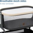 Maxi-Cosi Iora Baby Bassinets Bedside Sleeper, Portable Bassinet, Infant Bedside Sleeper Crib, Height Adjustable, Breathable Mesh, Large Storage Basket, Classic Graphite