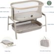 Maxi-Cosi Iora Baby Bassinets Bedside Sleeper, Portable Bassinet, Infant Bedside Sleeper Crib, Height Adjustable, Breathable Mesh, Large Storage Basket, Classic Oat