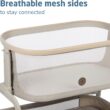 Maxi-Cosi Iora Baby Bassinets Bedside Sleeper, Portable Bassinet, Infant Bedside Sleeper Crib, Height Adjustable, Breathable Mesh, Large Storage Basket, Classic Oat