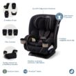 Maxi-COSI Kani 4-in-1 Infant Kids Convertible Car Seat, Rear-Facing, Forward-Facing, Booster, Slim 3-Across Fit, Magnetic Buckle, 5-Position Recline, Fits 5-100 lbs, 19-57 in, Caspian Caviar