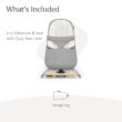 UPPAbaby Mira Bouncer/Portable 2-in-1 Bouncer + Seat Grows with Your Baby/GREENGuard Gold, JPMA + FSC Certified/Cozy Seat Liner + Storage Bag Included/Stella (Grey Mélange/Silver Chrome/Maple Wood)