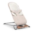 UPPAbaby Mira Bouncer/Portable 2-in-1 Bouncer + Seat Grows With Your Baby/GREENGuard Gold, JPMA + FSC certified/Cozy Seat Liner + Storage Bag Included/Charlie (Sand Mélange/Black Chrome/Walnut Wood)