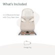 UPPAbaby Mira Bouncer/Portable 2-in-1 Bouncer + Seat Grows With Your Baby/GREENGuard Gold, JPMA + FSC certified/Cozy Seat Liner + Storage Bag Included/Charlie (Sand Mélange/Black Chrome/Walnut Wood)