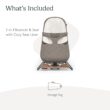 UPPAbaby Mira Bouncer/Portable 2-in-1 Bouncer + Seat Grows with Your Baby/GREENGuard Gold, JPMA + FSC Certified/Cozy Seat Liner + Storage Bag Included/Wells (Taupe Mélange/Black Chrome/Walnut Wood)