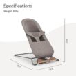 UPPAbaby Mira Bouncer/Portable 2-in-1 Bouncer + Seat Grows with Your Baby/GREENGuard Gold, JPMA + FSC Certified/Cozy Seat Liner + Storage Bag Included/Wells (Taupe Mélange/Black Chrome/Walnut Wood)