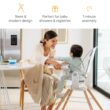 Munchkin 360° Cloud Baby and Toddler High Chair with Clear Seat and 360° Swivel, White and Grey with Wooden Legs