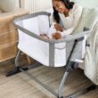 Baby Delight Beside Me Dreamer Bassinet | Bedside Sleeper | 6-Position Height Adjustment | Charcoal Tweed