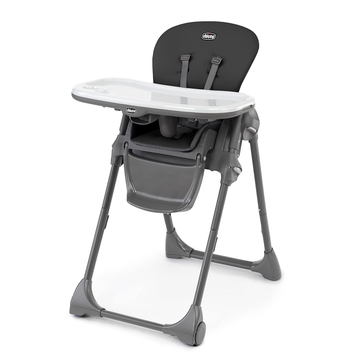 Chicco Polly Space-Saving Foldable High Chair with Easy-Clean Seat Pad, High Chair for Babies and Toddlers, Black/Black Chicco Polly Space-Saving Foldable High Chair with Easy-Clean Seat Pad, High Chair for Babies and Toddlers with Multi-Position Recline and Height Adjustment, for Children up to 40 lbs. | Black/Black
