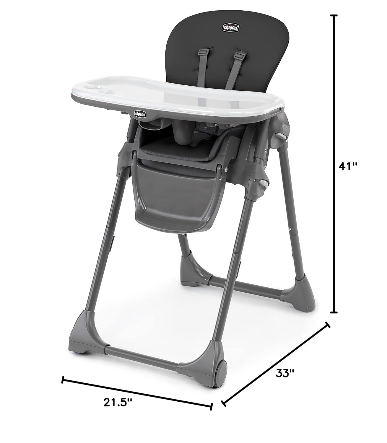 Chicco Polly Space-Saving Foldable High Chair with Easy-Clean Seat Pad, High Chair for Babies and Toddlers, Black/Black Chicco Polly Space-Saving Foldable High Chair with Easy-Clean Seat Pad, High Chair for Babies and Toddlers with Multi-Position Recline and Height Adjustment, for Children up to 40 lbs. | Black/Black