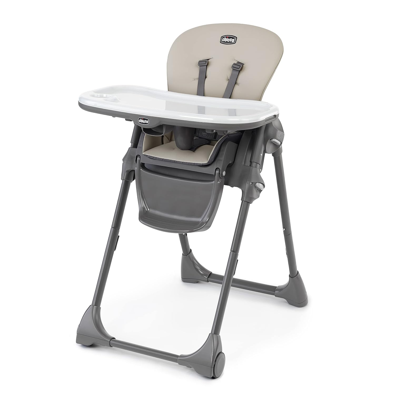Chicco Polly Space-Saving Foldable High Chair with Easy-Clean Seat Pad, High Chair for Babies and Toddlers, Taupe/Beige Chicco Polly Space-Saving Foldable High Chair with Easy-Clean Seat Pad, High Chair for Babies and Toddlers with Multi-Position Recline and Height Adjustment, for Children up to 40 lbs. | Taupe/Beige