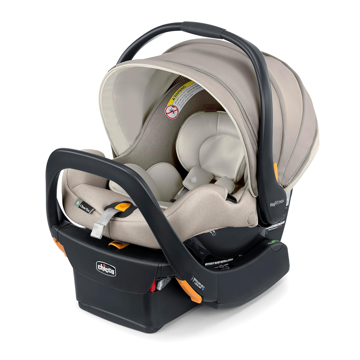 Chicco KeyFit Max Zip ClearTex Infant Car Seat and Base, Rear-Facing Seat for Infants 4-30 lbs., Sierra/Beige Chicco KeyFit Max Zip ClearTex Infant Car Seat and Base, Rear-Facing Seat for Infants 4-30 lbs., Infant Head and Body Support, Compatible with Chicco Strollers, Baby Travel Gear | Sierra/Beige