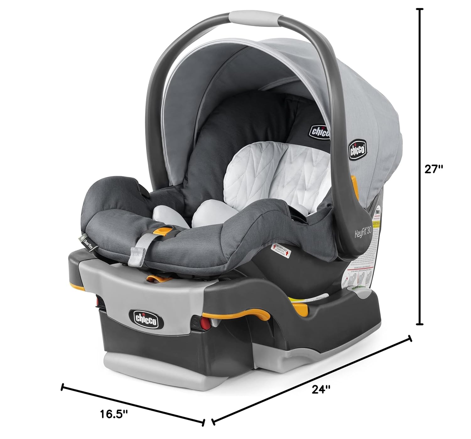 Chicco KeyFit 30 ClearTex Infant Car Seat and Base, Rear-Facing Seat for Infants 4-30 lbs., Slate/Grey Chicco KeyFit 30 ClearTex Infant Car Seat and Base, Rear-Facing Seat for Infants 4-30 lbs., Includes Infant Head and Body Support, Compatible with Chicco Strollers, Baby Travel Gear | Slate/Grey