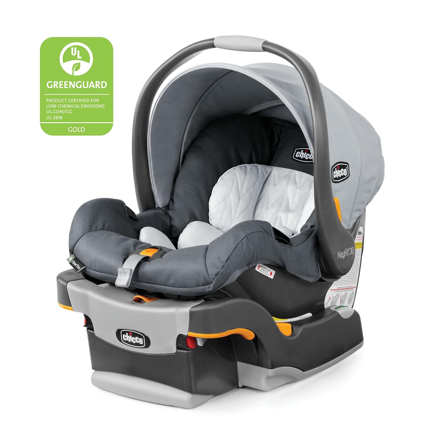Chicco KeyFit 30 ClearTex Infant Car Seat and Base, Rear-Facing Seat for Infants 4-30 lbs., Slate/Grey Chicco KeyFit 30 ClearTex Infant Car Seat and Base, Rear-Facing Seat for Infants 4-30 lbs., Includes Infant Head and Body Support, Compatible with Chicco Strollers, Baby Travel Gear | Slate/Grey