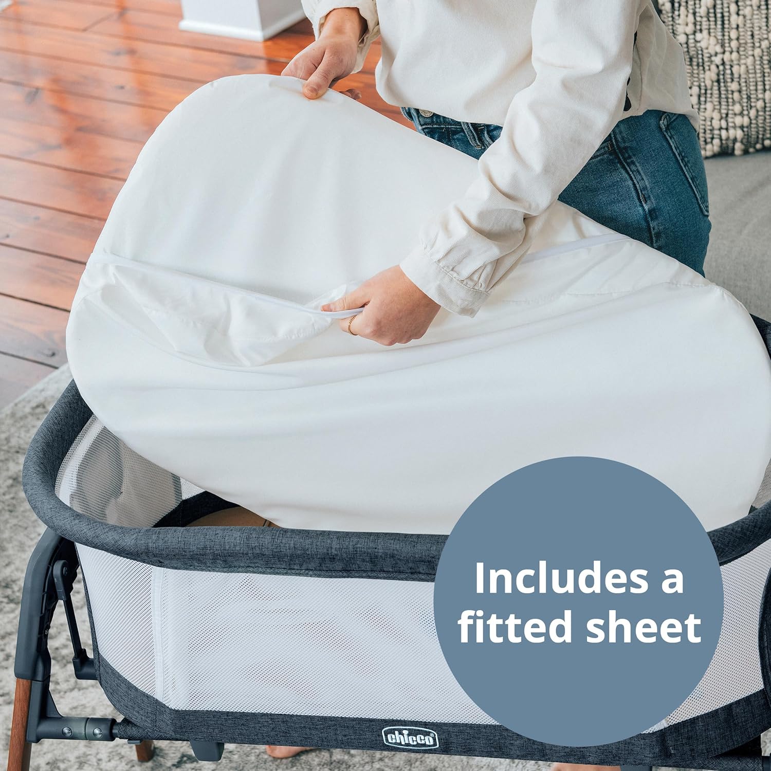 Chicco LullaGlide 3-in-1 Stationary, Gliding, and Portable Baby Bassinet, Waterproof Mattress and Fitted Sheet, Luna/Grey Chicco LullaGlide 3-in-1 Stationary, Gliding, and Portable Baby Bassinet, Waterproof Mattress and Fitted Sheet, Travel Bassinet for Baby Includes Carry Bag | Luna/Grey