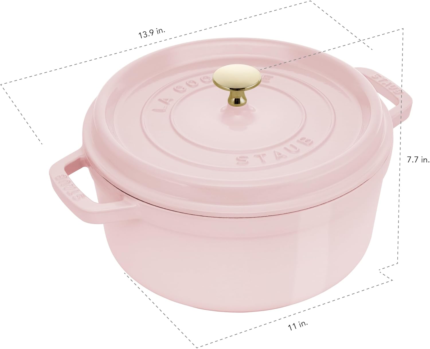 Staub Cast Iron Round Cocotte 7-quart-Peony Pink Staub Cast Iron Round Cocotte 7-quart-Peony Pink