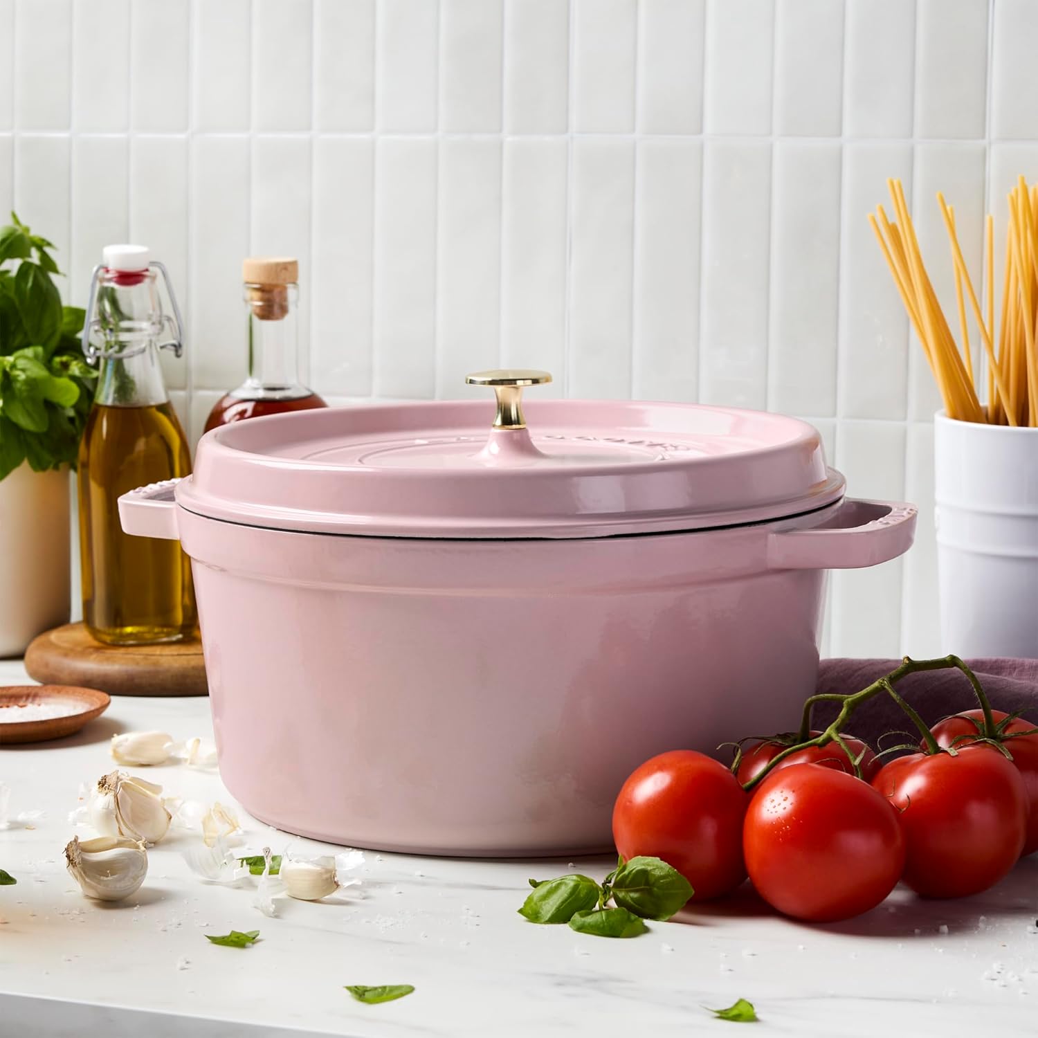 Staub Cast Iron Round Cocotte 7-quart-Peony Pink Staub Cast Iron Round Cocotte 7-quart-Peony Pink