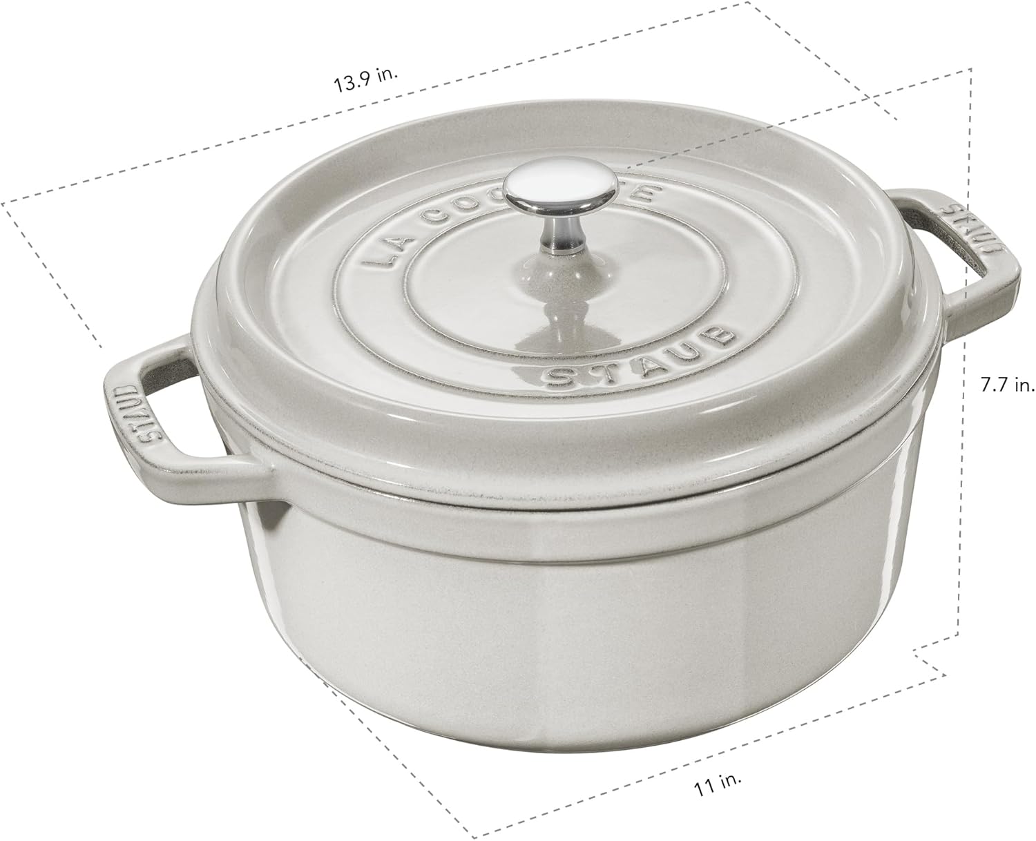 Staub Cast Iron 7-qt Round Cocotte - White Truffle Staub Cast Iron 7-qt Round Cocotte - White Truffle, Made in France