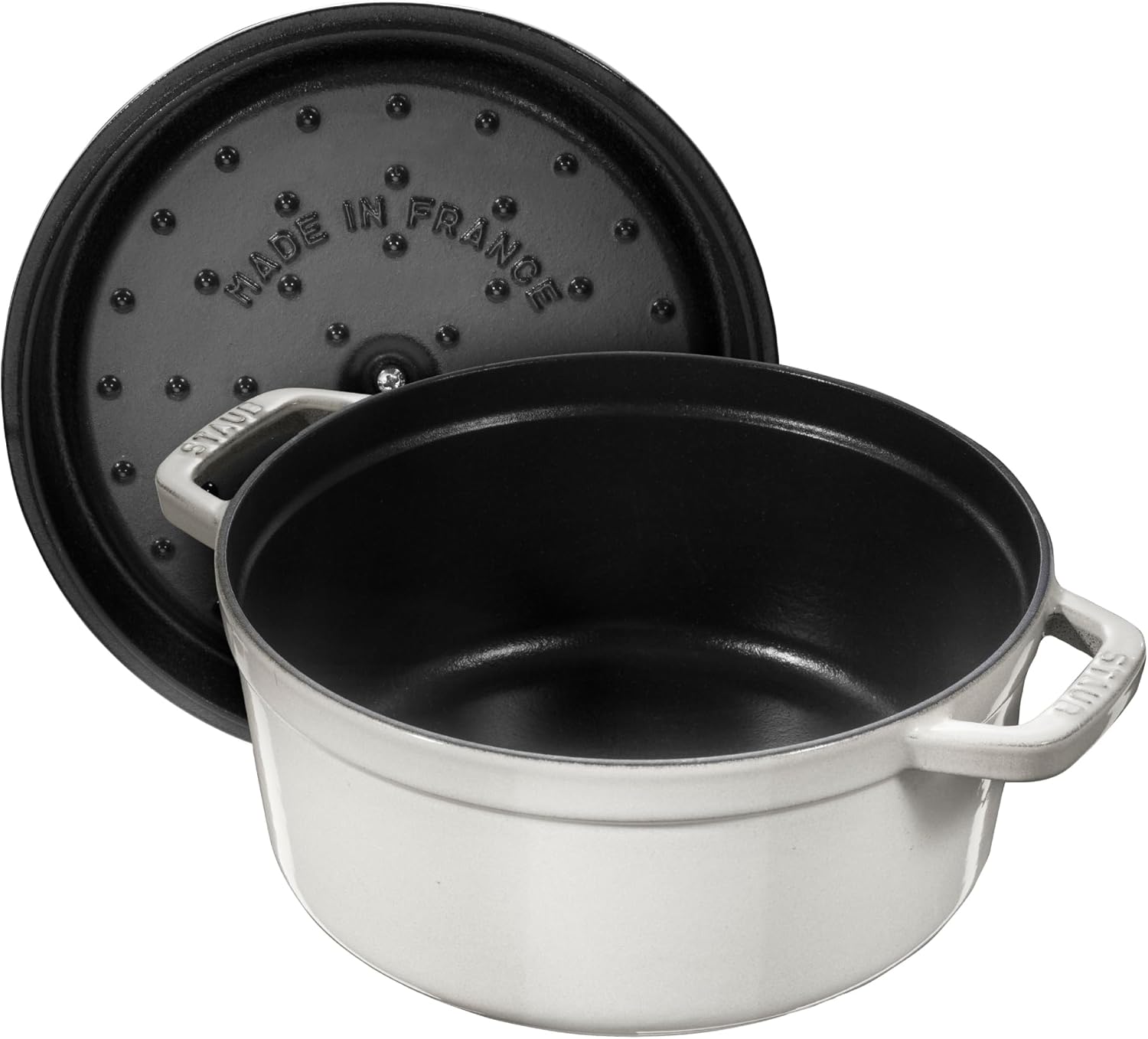 Staub Cast Iron 7-qt Round Cocotte - White Truffle Staub Cast Iron 7-qt Round Cocotte - White Truffle, Made in France