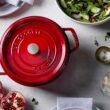 STAUB Cast Iron Dutch Oven 4-qt Round Cocotte, Made in France, Serves 3-4, Cherry